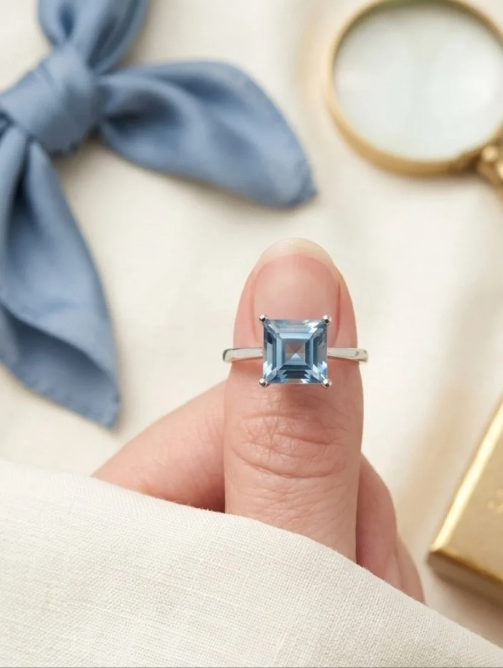 🔹Natural Starry Blue Quartz Statement Ring 925 Sterling Silver Adjustable🔹$499